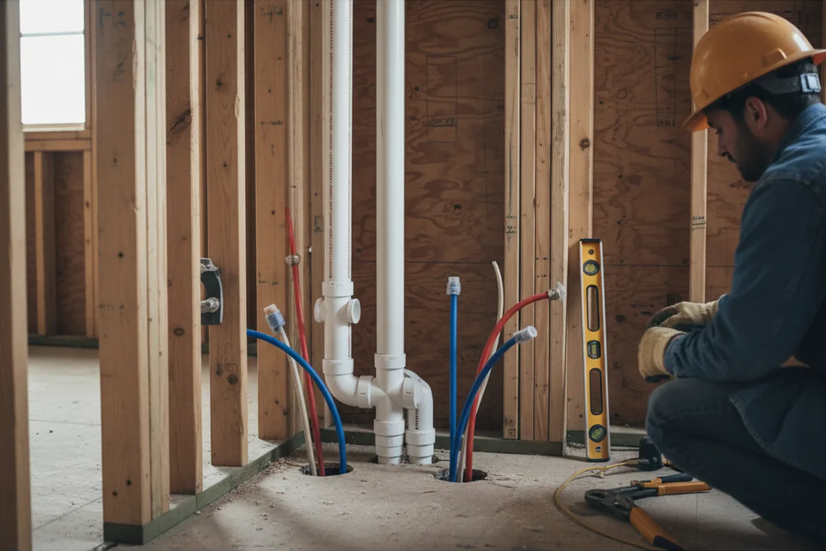 Drain and supply rough-in during Drain Cleaning in Clear Lake