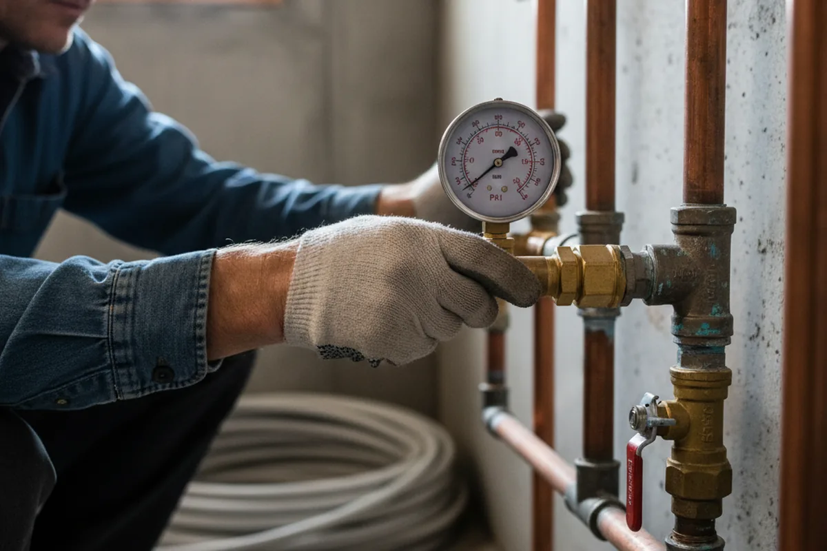 Pressure testing a repaired line during Water Line Repair in Clear Lake